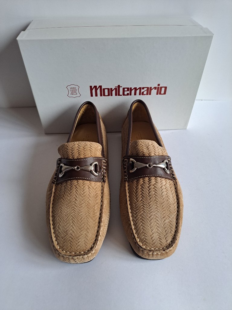 New Montemario Brown Suede Leather Slip On Loafers Moccasin